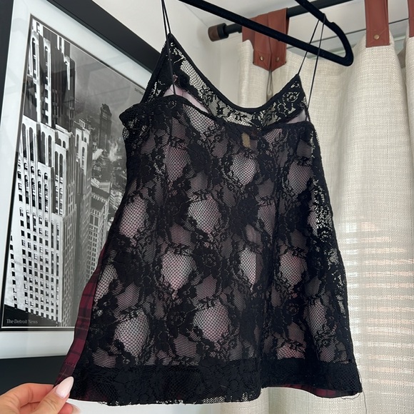 Plaid + Lace String Top - Picture 2 of 4